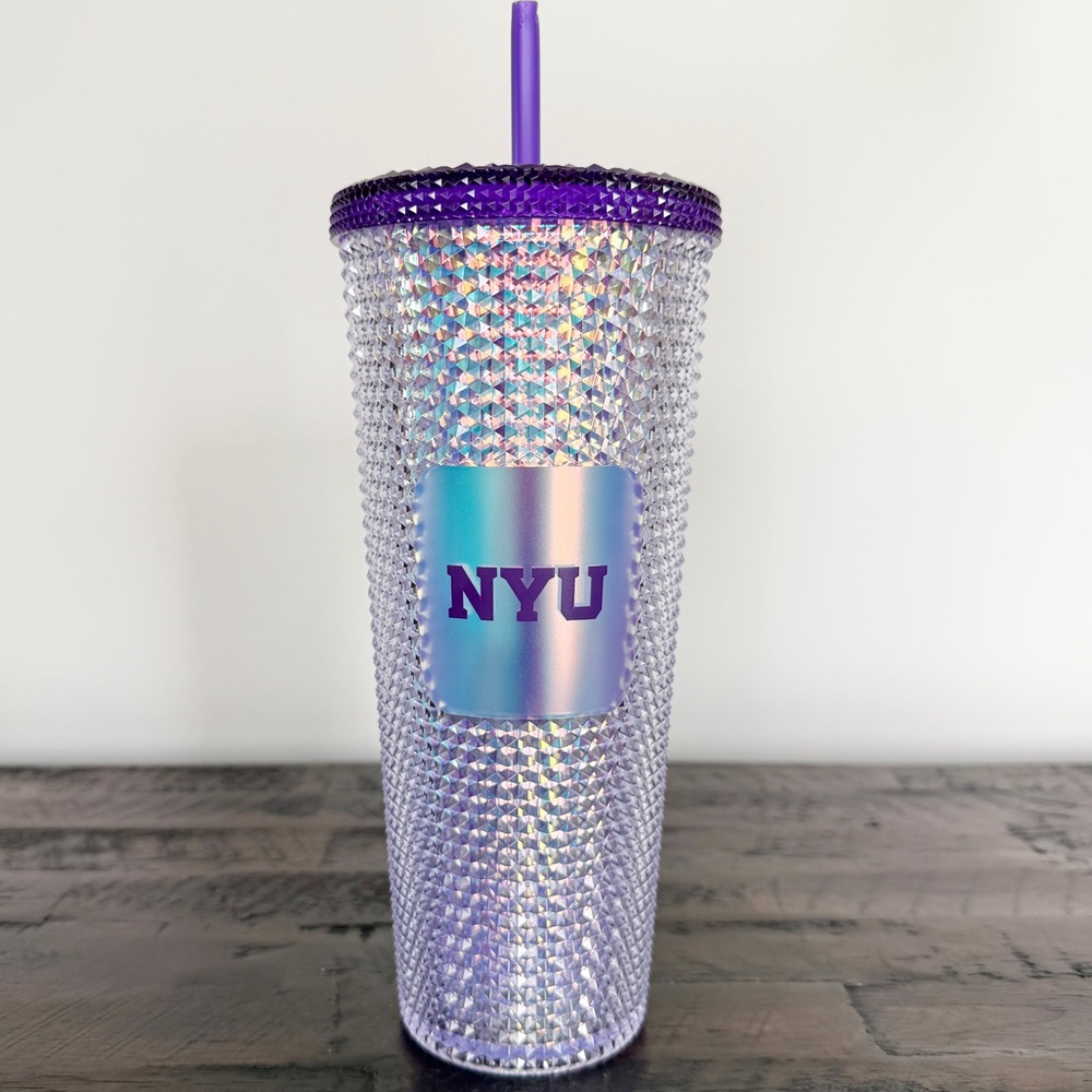 Starbucks NWT College Edition NYU Studded Tumbler Iridescent Purple 24 oz